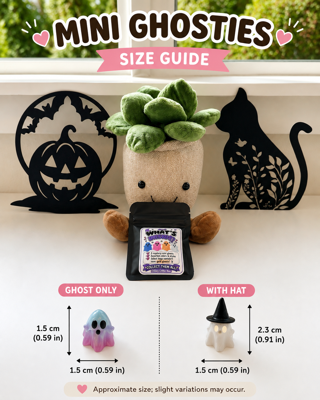Mystery Ghosties Bag | 3 Mini 3D Printed Ghosts + Surprise Accessory