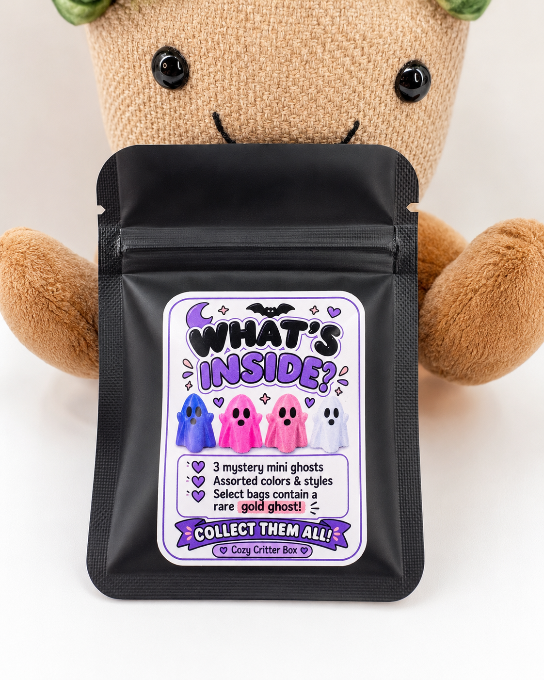 Mystery Ghosties Bag | 3 Mini 3D Printed Ghosts + Surprise Accessory